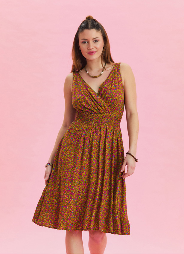 V Neck Robe Olive Authentic Dress 4516